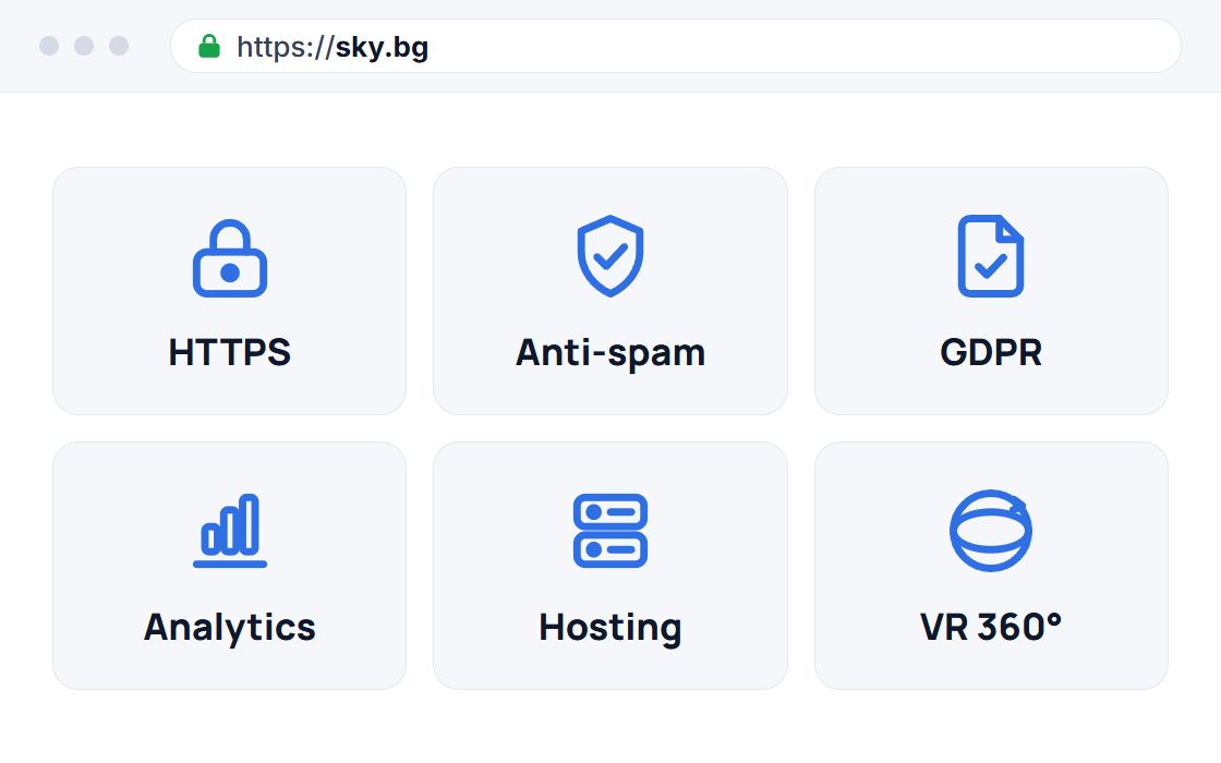 Extras: https, spam protection, GDPR, analytics, hosting, VR 360