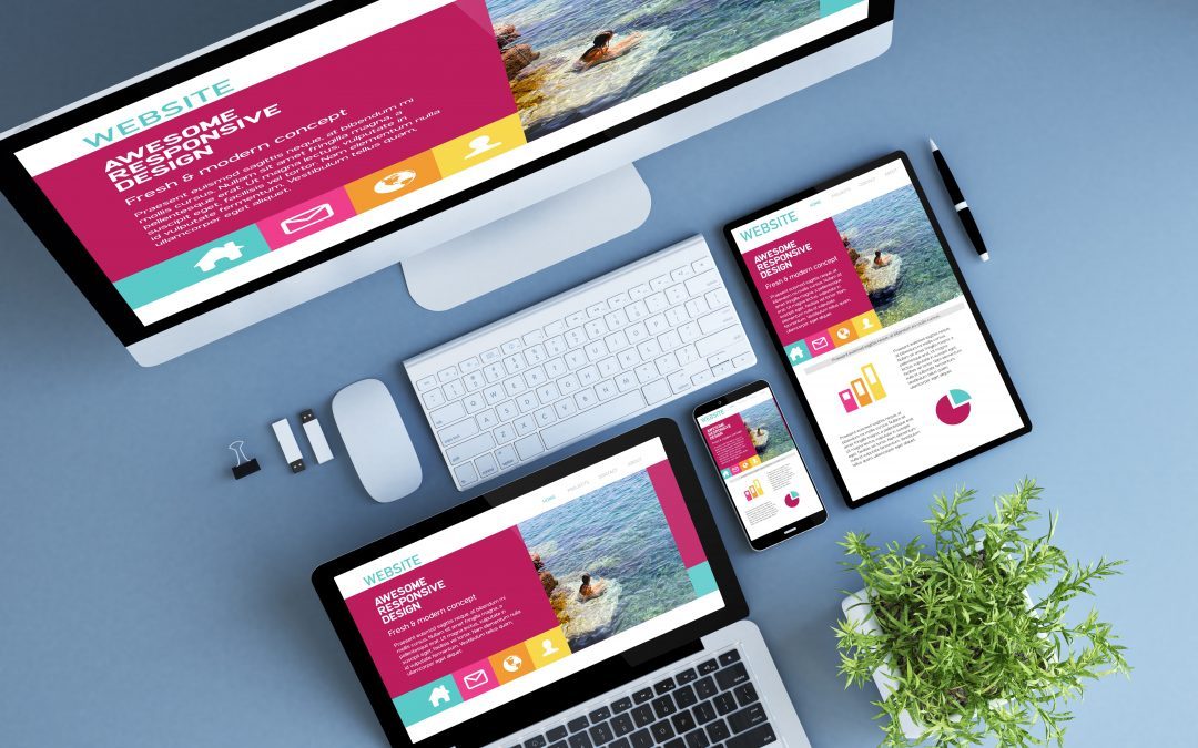 A website on a desktop, tablet and phone